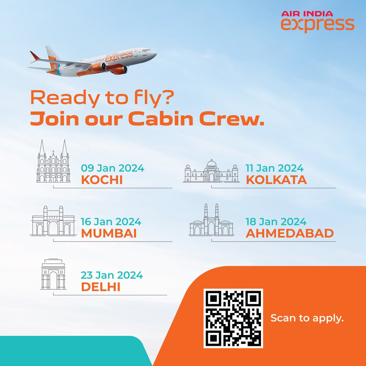 For those who dream sky-high. Come, and join our Cabin Crew. Scan the QR code to apply now! #JoinTheCrew