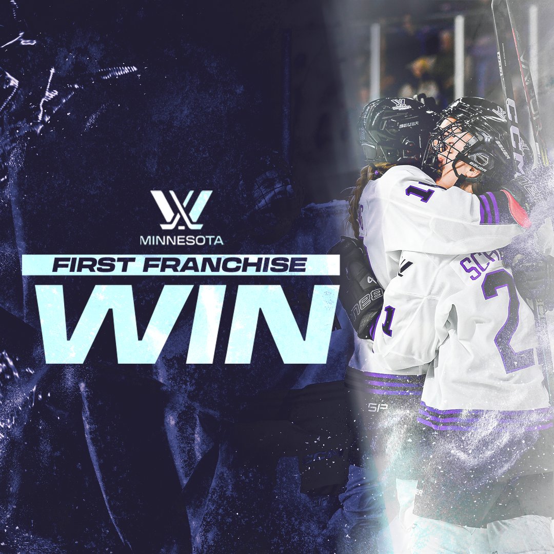 PWHL_Minnesota's tweet photo. HISTORY MADE. 

We shipped up to Boston and came home with a W. https://t.co/ofnOfcDkSz