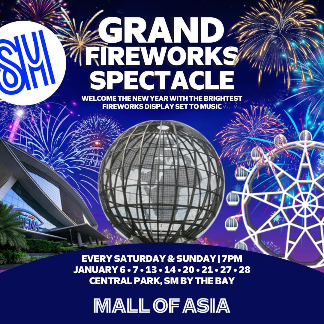 Illuminate your weekends in January with a spectacular symphony of lights and music! 🎆✨ Join us at 7pm for a mesmerizing MOA fireworks display, welcoming the new year in dazzling harmony every Saturday and Sunday. 🤩