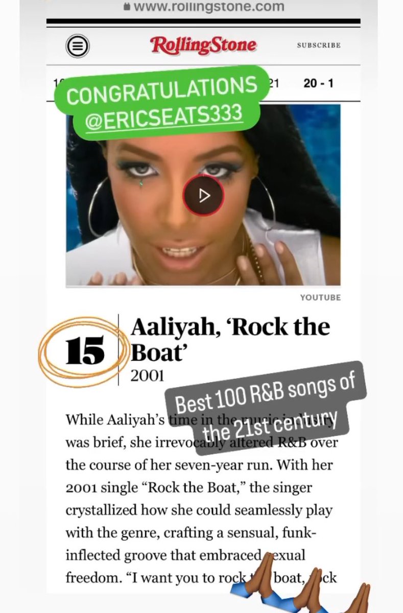 Aaliyahfacts2's tweet photo. #Aaliyahโs IMPACT is truly unmatched even after all these years . Itโs tremendously amazing . #RollingStone #Princessofrnb #realmusic #blackexcellence โจ https://t.co/NZs9741OLf