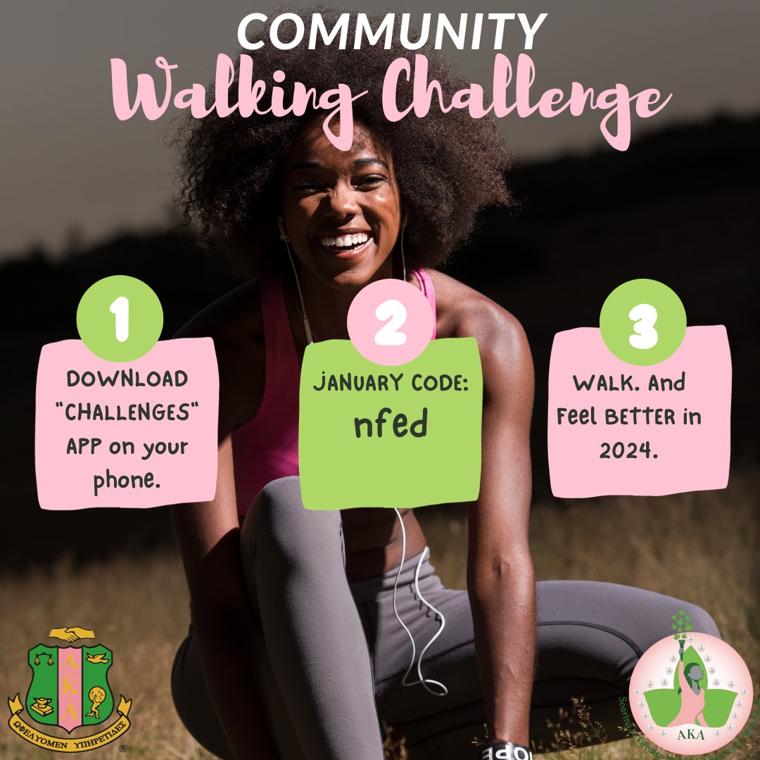 akaindy's tweet photo. Step into 2024 with Chi Chi Omega! Embrace the New Year with our Community Walking Challenge. #AKA1908 #XXΩ https://t.co/26kL42D6Px