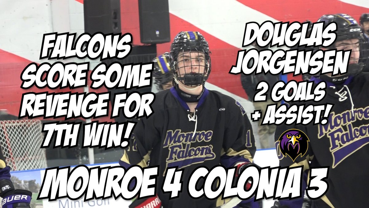 <a href="/MonroeHSHockey/">Monroe Falcons Hockey</a> <a href="/mtsdfalcons/">MTSDFALCONS</a> 🏒 Monroe has won 7 of their first 8 games, their latest 4-3 win vs. Colonia was led by sophomore Douglas Jorgensen who ended the afternoon with 2 goals + an assist

<a href="/MonroeHSHockey/">Monroe Falcons Hockey</a> <a href="/mtsdfalcons/">MTSDFALCONS</a>

Watch the highlights now 🔽: jerseysportszone.com/watch-wednesda…
