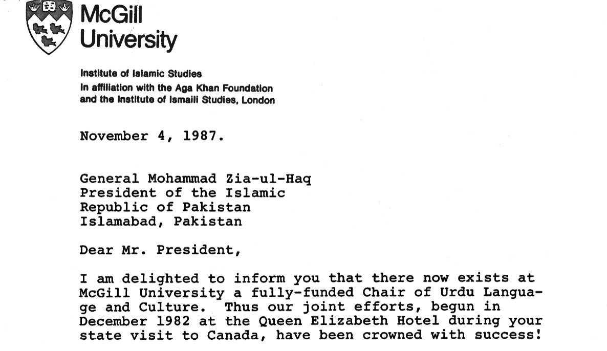 Donors to universities cannot be allowed to bully said universities. The Urdu Chair at McGill was established in 1987 with a donation from the Pakistani govt under the dictator Zia-ul-Haq. Zia would have hated the fact that an Ahmadi's son is now Urdu Chair. But I am.