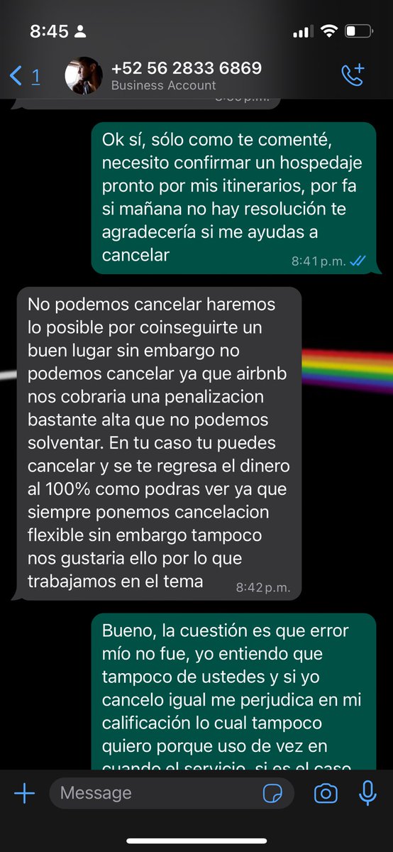 MarLa_____'s tweet photo. @airbnb_mx los duelos de los lugares en renta pueden escribir al número privado? 
No me cancelan mi reservación porque los penalizan y yo sí tengo que pagar un hospedaje en un lugar que no tiene disponibilidad según los dueños 🙄
Necesito que me ayuden a solucionar esto por fa. https://t.co/jCQDwsuLl5