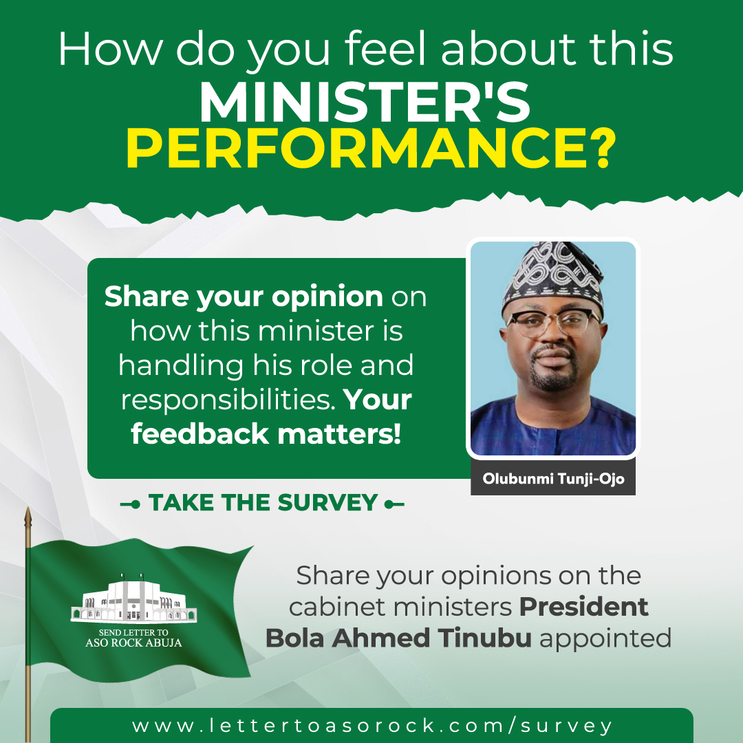 LetterToAsorock's tweet photo. Do you think Minister of Interior Olubunmi Tunji-Ojo is doing a great job? He's among the best, some say. Do you share their opinion? Tell us what you think here: https://t.co/06q6BSct33

Your input matters! Help us make a difference by rating their performance.
You can select any ministers you're interested in and as many as you like.

https://t.co/06q6BSct33