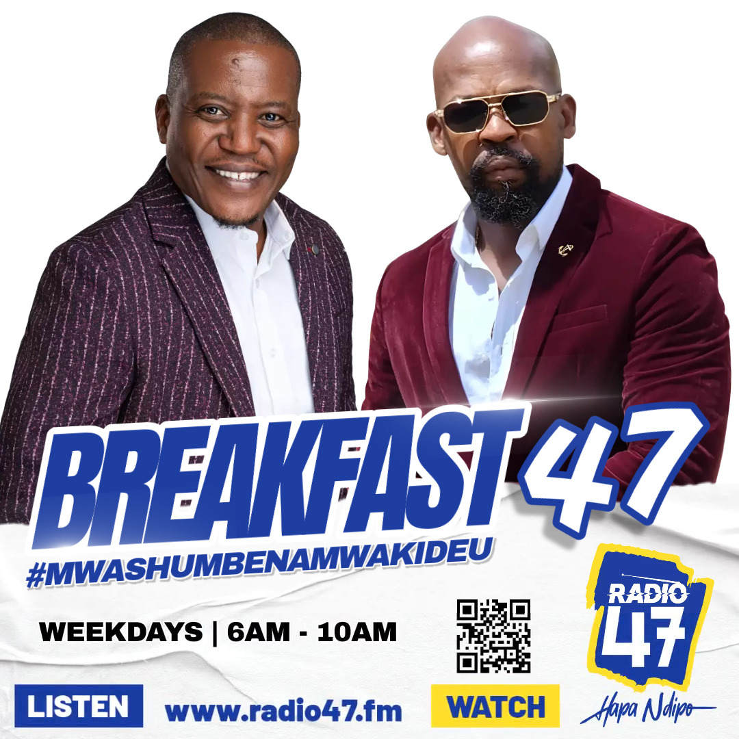Welcome to the ultimate Breakfast 47 show, tune in, turn up the volume and enjoy the great vibe from the Bigboyz of Radio. #HapaNdipo #MwashumbeNaMwakideu Wavuti: radio47.fm