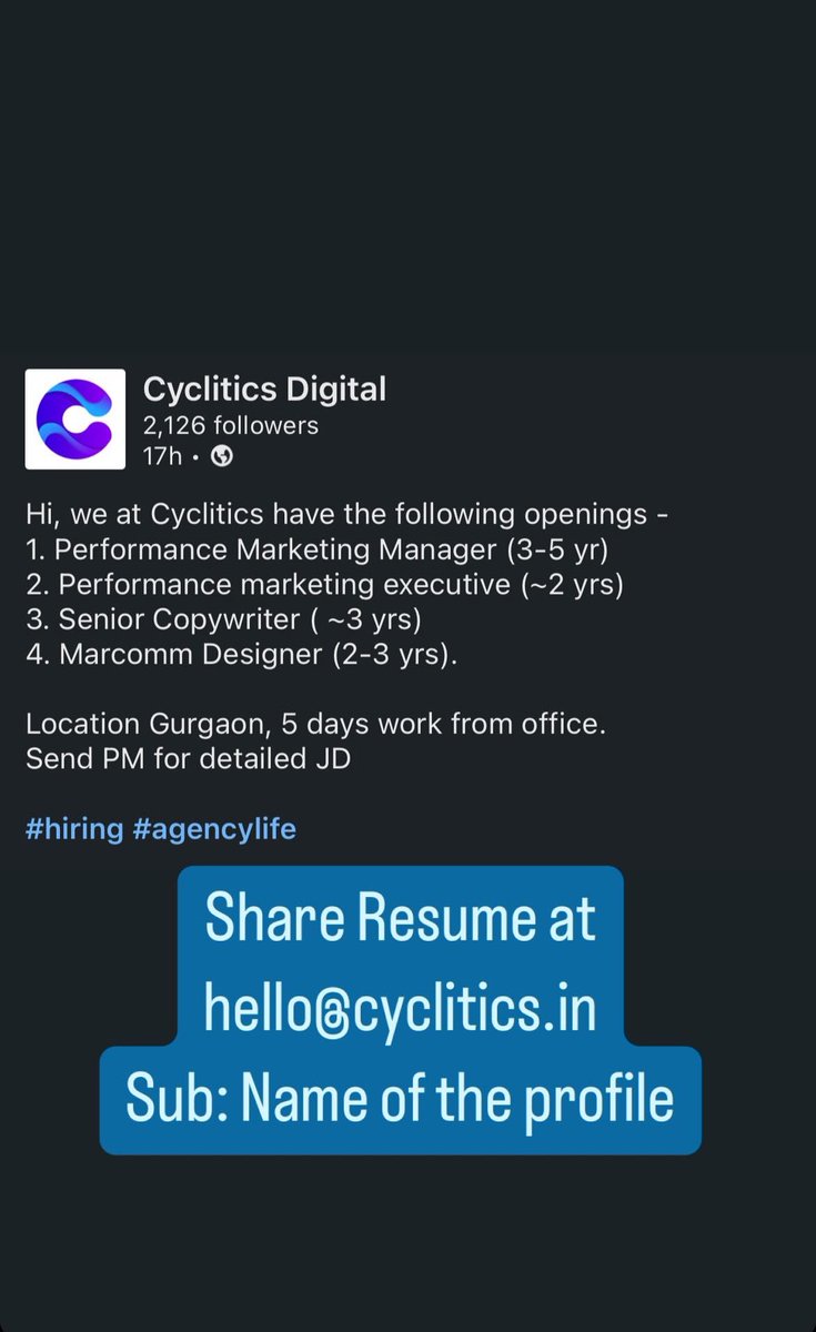 DivyaOYR's tweet photo. #Hiring for https://t.co/qrWhlILwb5. Looking for people to join us in the Gurgaon office. https://t.co/Casxi4dynZ