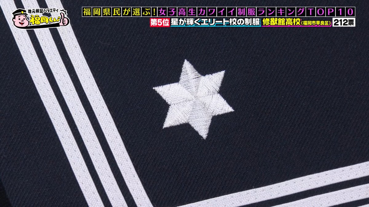 セーラー服の襟の星マークが可愛い！
六光星と呼ぶらしく、立体感が出るように刺繍されてるのもクオリティ高い！