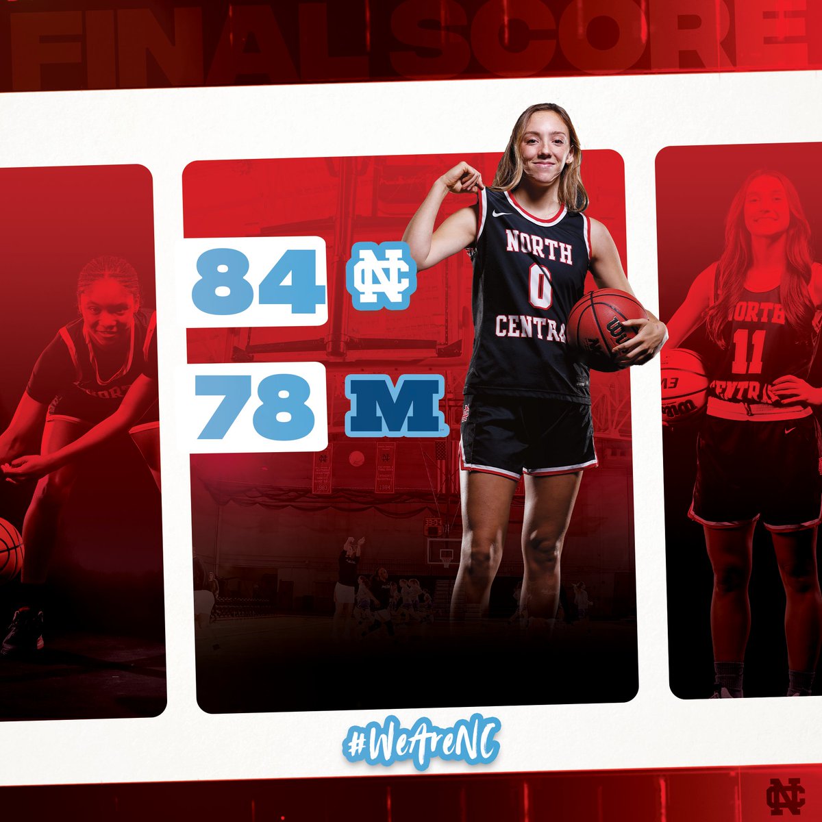 NCC_Athletics's tweet photo. 🚨Top 25 Upset!! 🚨

@NCCWBB takes down No. 11 Millikin behind Elle Sutter's game-high 25 points. Megan McClure (20), Jocelyn Trotter (14), and Grace Kieffer (12) contributed to the Cardinals' highest-scoring output of the season. 

#WeAreNC #d3hoops https://t.co/pXxLtn9Njh