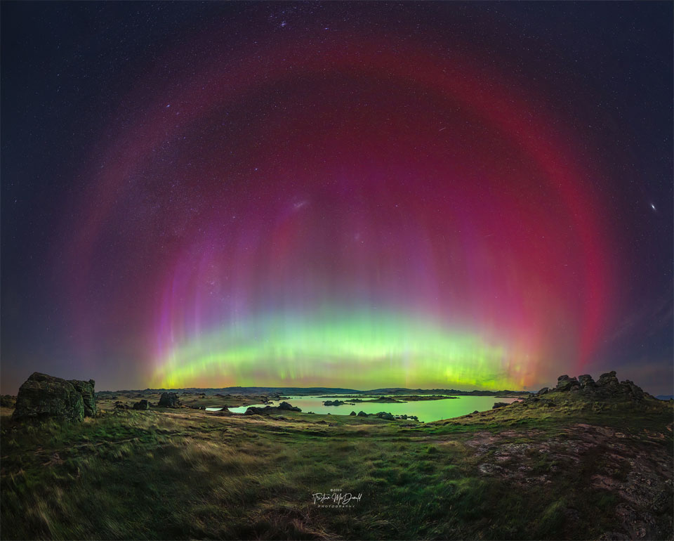 A SAR Arc from New Zealand Image Credit & Copyright: Tristian McDonald; Text: Tiffany Lewis (Michigan Tech U.) Explanation: What is that unusual red halo surrounding this aurora? It is a Stable Auroral Red (SAR) arc. SAR arcs are rare and have only been acknowledged and studied…