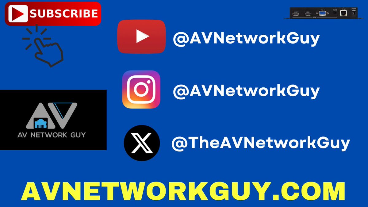 TheAVNetworkGuy's tweet image. Follow and Subscribe for Pro AV &amp;amp; IT Content

Bridging AV &amp;amp; IT

Find me on: X - YouTube - Instagram - TikTok - Get your AV merch at avnetworkguy.com

#proav #avit #avtweeps #youtube #subcribe #follow #instagram #avnetworkguy #tiktok #howto