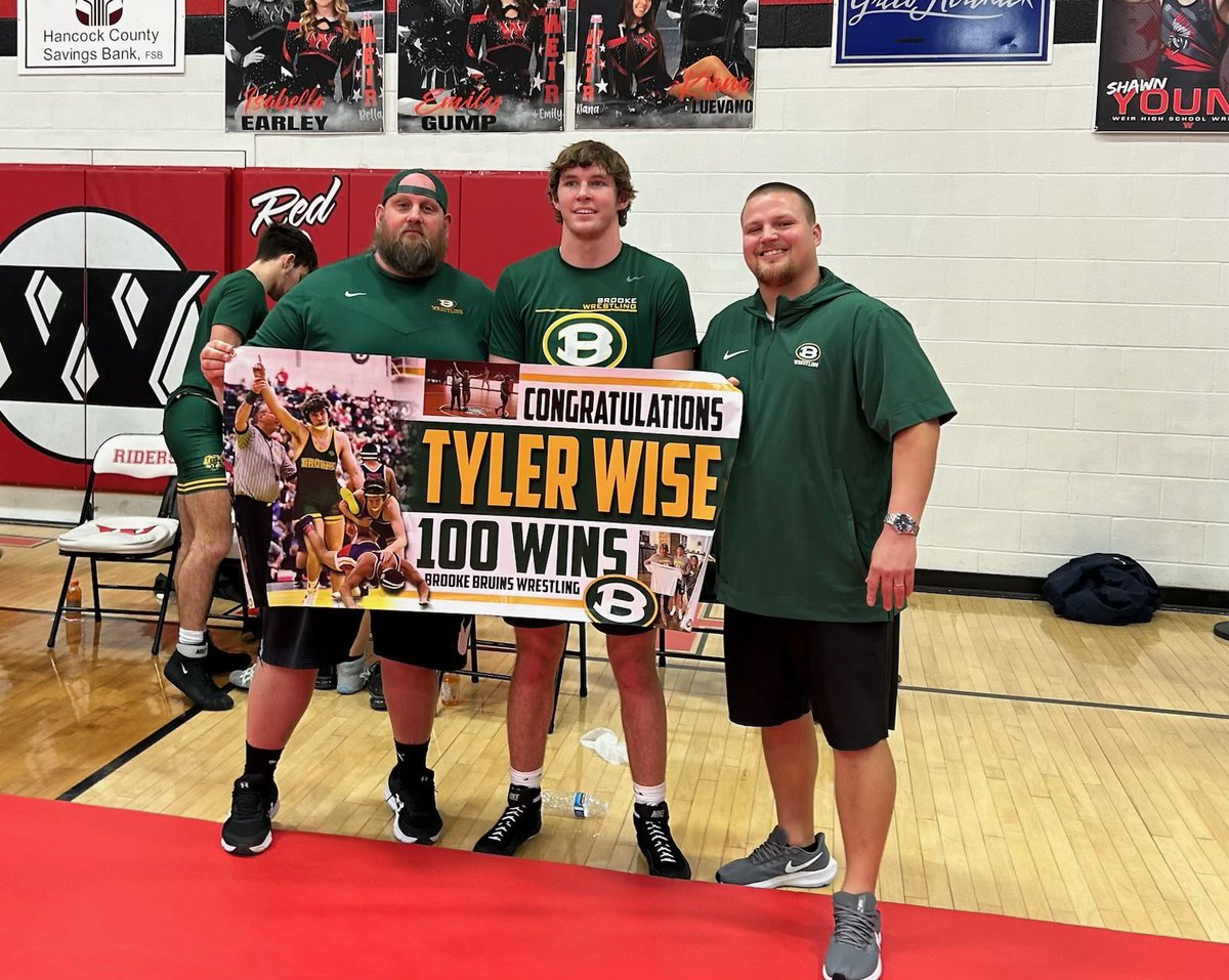 got my 100th win tonight!! bumped up to heavy weight to get the team win against weir!! <a href="/BrookeAthletics/">Brooke Bruin Athletics</a>