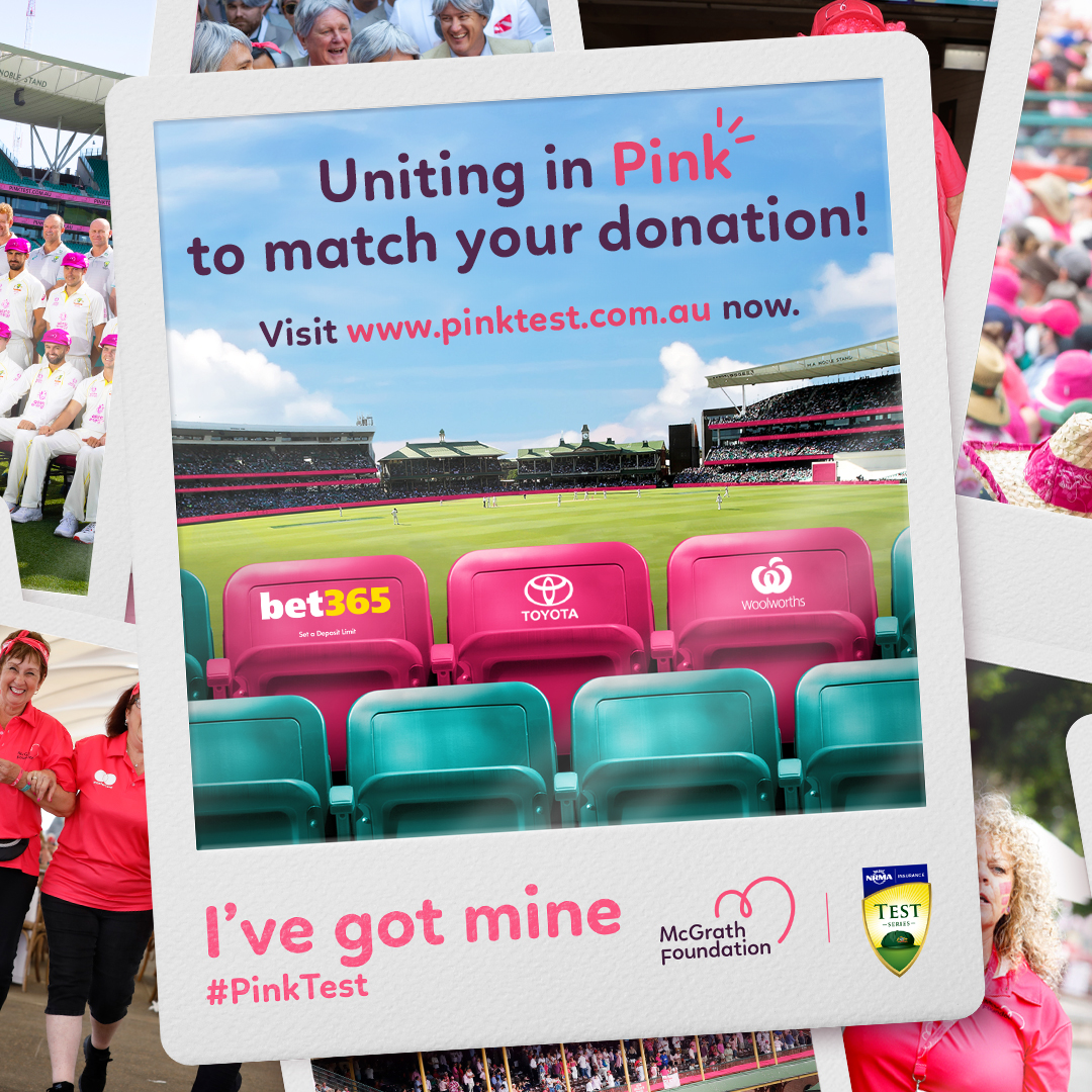 Our partners at @bet365_aus, @Toyota_Aus and @woolworths are uniting in pink to match your donation for 24 hours or until the matching funds run out. That means when you buy your Virtual Pink Seat they’ll match it, doubling your support! 👉 pinktest.com.au T&Cs apply.