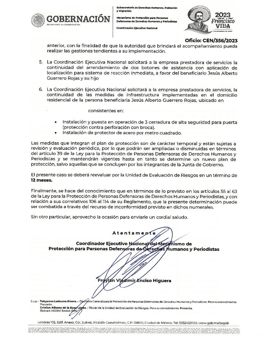 ONREmx's tweet photo. Protección de Personas Defensoras de Derechos Humanos  

La Junta de Gobierno del Mecanismo de Protección para personas Defensoras de Derechos Humanos y Periodistas, autorizó la continuidad de las medidas de protección en favor del Dr. en Derecho, Jesús Alberto Guerrero Rojas. https://t.co/i3aQZjKrk2