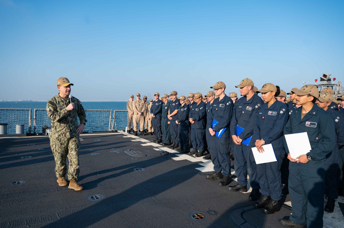 GDBIW's tweet photo. Yesterday the crew of Bath-built USS Carney received the Combat Action Ribbon for their Red Sea performance. Vice Adm. Brad Cooper also presented medals to 5 Sailors for their Dec. 16 actions, when Carney shot down 14 Houthi drones. #BathBuiltinAction https://t.co/rqlS0djPs0 https://t.co/43fqowrobB