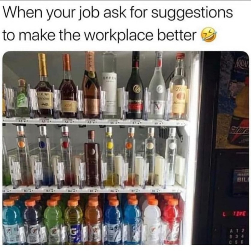 This would solve all workplace issues! Sign me up! 🤣🤣🤣 #Its5Somewhere #StressRelief #WorkSmart #BetterEnvironment #CompanyMorale 🫶🏽🫶🏽🫶🏽