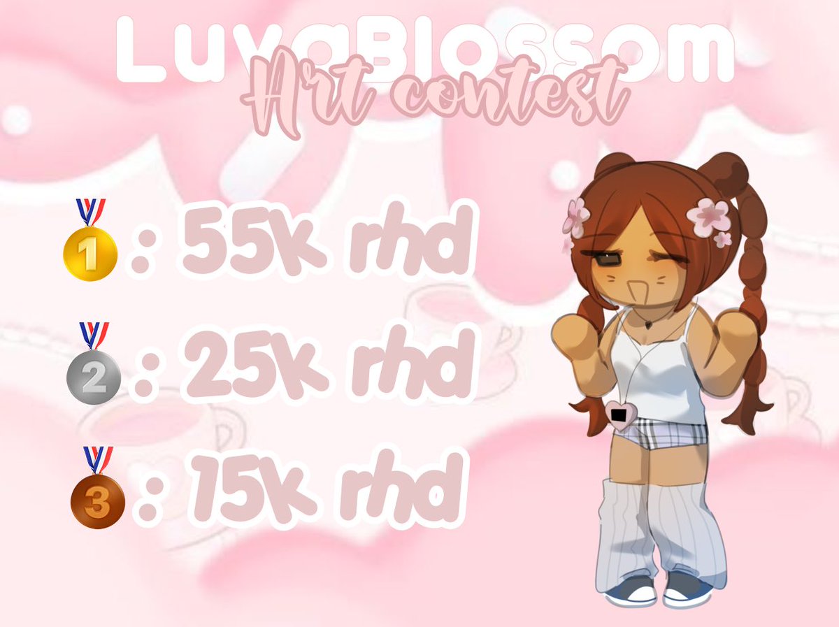 LuvqBlossom_'s tweet photo. — ‘FIRST EVER art contest ‼️•
Ends ; March 22nd
MAY extend time if necessary <3
🫶💗— Please tag me &amp; use #LuvqBlossomArt to enter or else won’t be counted . . 💕
Goodluck and EXCITED to see all ur art !!
#roblox #royalehigh #rh #RTC #RHTC #art #artcontest #artist #contest https://t.co/K4xUNB2T1A