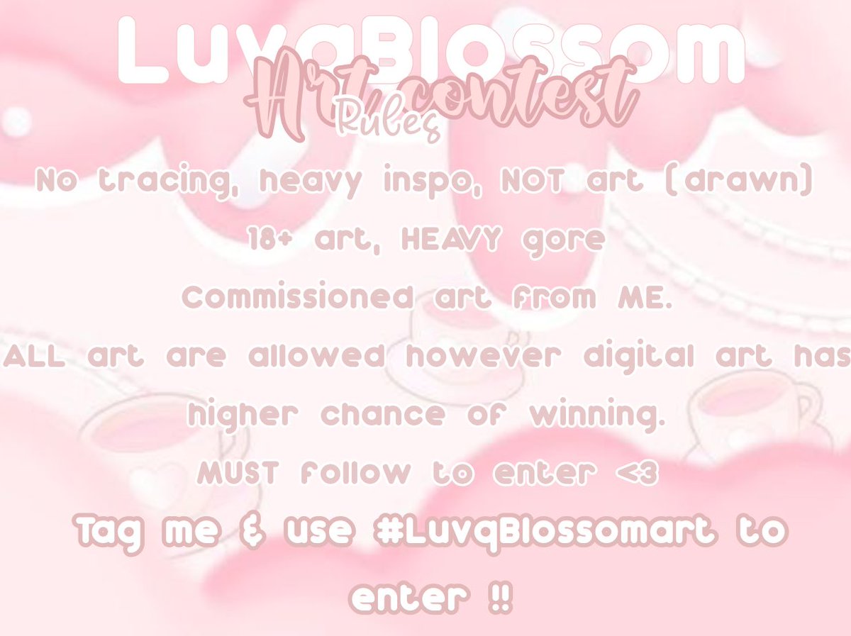LuvqBlossom_'s tweet photo. — ‘FIRST EVER art contest ‼️•
Ends ; March 22nd
MAY extend time if necessary <3
🫶💗— Please tag me &amp; use #LuvqBlossomArt to enter or else won’t be counted . . 💕
Goodluck and EXCITED to see all ur art !!
#roblox #royalehigh #rh #RTC #RHTC #art #artcontest #artist #contest https://t.co/K4xUNB2T1A
