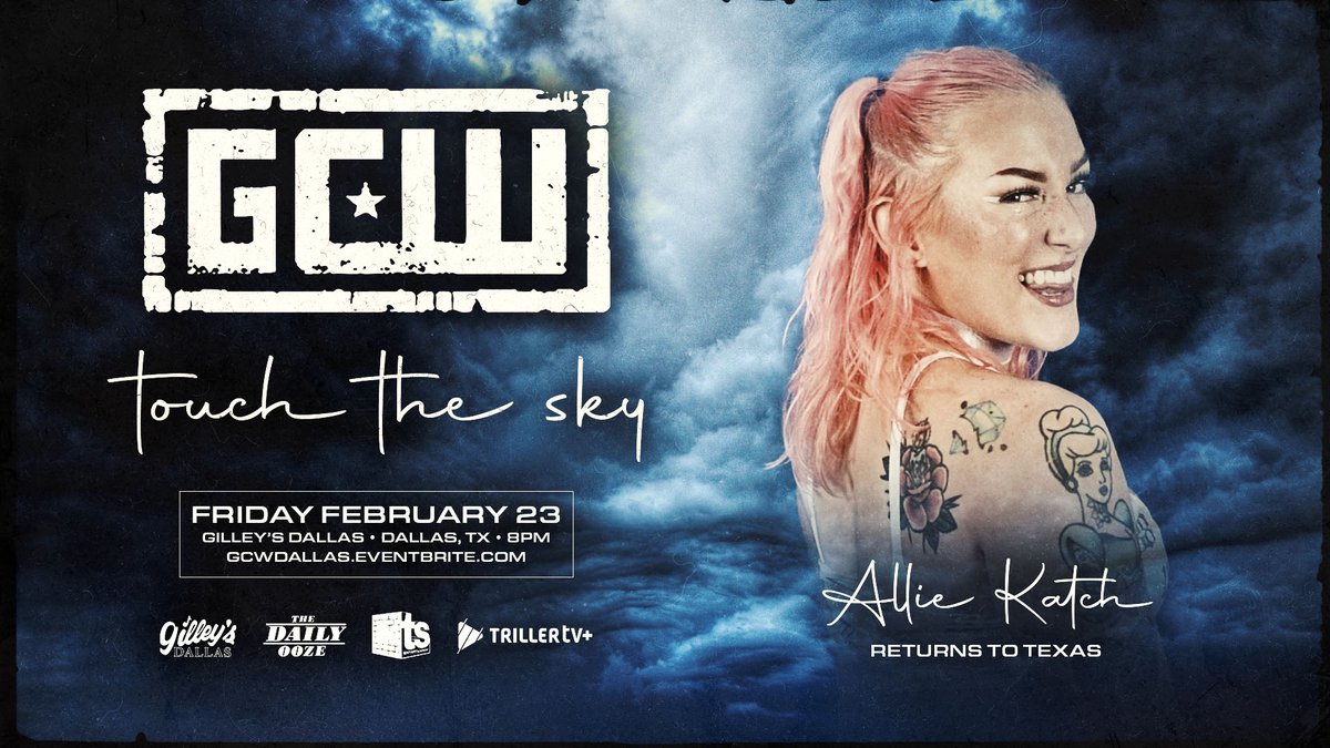 GCWrestling_'s tweet photo. ICYMI

GCW returns to DALLAS and debuts at GILLEYS on Friday, February 23rd!

Confirmed to Appear:
NICK FN GAGE
BLAKE CHRISTIAN
ALLIE KATCH
FUEGO DEL SOL

Tickets go On Sale this FRIDAY (1/5) at 10AM CT!

In collab with:
@DailyOoze
@ThirdStringEnt

Watch LIVE on @FiteTV+ https://t.co/37IwzK62RF