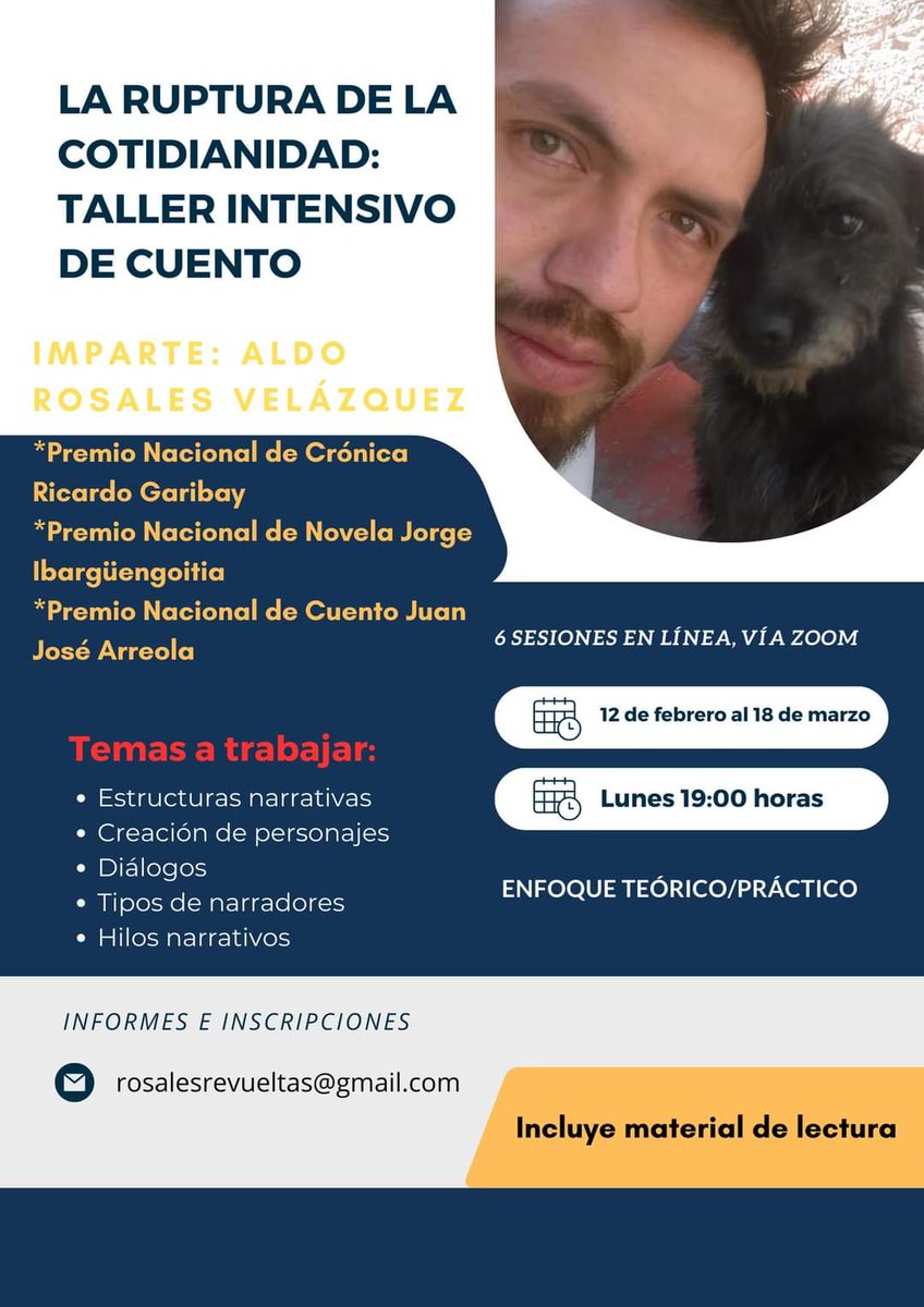 Vamos a iniciar a un nuevo taller en febrero, así que quedan invitados. Mayores informes por mensajito aquí o al correo que indica el cartel.