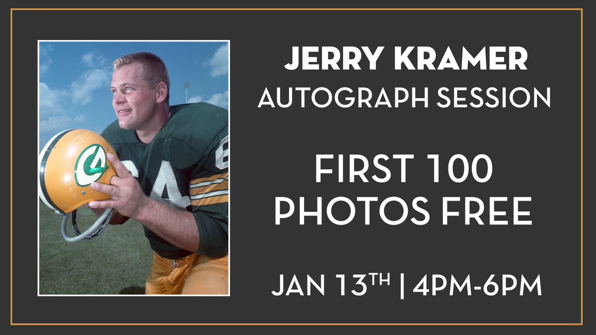 Downtown_Grand's tweet photo. Mark your calendars for Sat, Jan 13 at 4pm to meet the legendary, Jerry Kramer. The 1975 Green Bay Packers Hall of Fame Inductee is ready to autograph your sports memorabilia and snap selfies. See you there, football fanatics. ๐๐๐
#JerryKramer #meetandgreet #downtowngrand https://t.co/jGA9wfxJxg