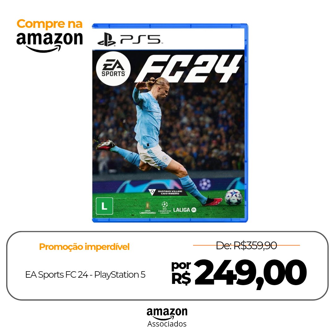 NerdMask_NM's tweet image. Jogos de Playstation 5 em promoção na Amazon! 
#Playstation5  #EASportsFC24 #FifaFans #MortalKombat1 #MK1 #MortalKombatFans  #PS5 #PlaystationFans #Amazon #AmazonPrime 

EA Sports FC 24 
Link: amzn.to/4aLOErV

Mortal Kombat 1 
Link: amzn.to/3NLzXeL