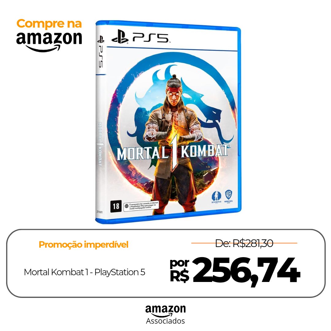 NerdMask_NM's tweet image. Jogos de Playstation 5 em promoção na Amazon! 
#Playstation5  #EASportsFC24 #FifaFans #MortalKombat1 #MK1 #MortalKombatFans  #PS5 #PlaystationFans #Amazon #AmazonPrime 

EA Sports FC 24 
Link: amzn.to/4aLOErV

Mortal Kombat 1 
Link: amzn.to/3NLzXeL