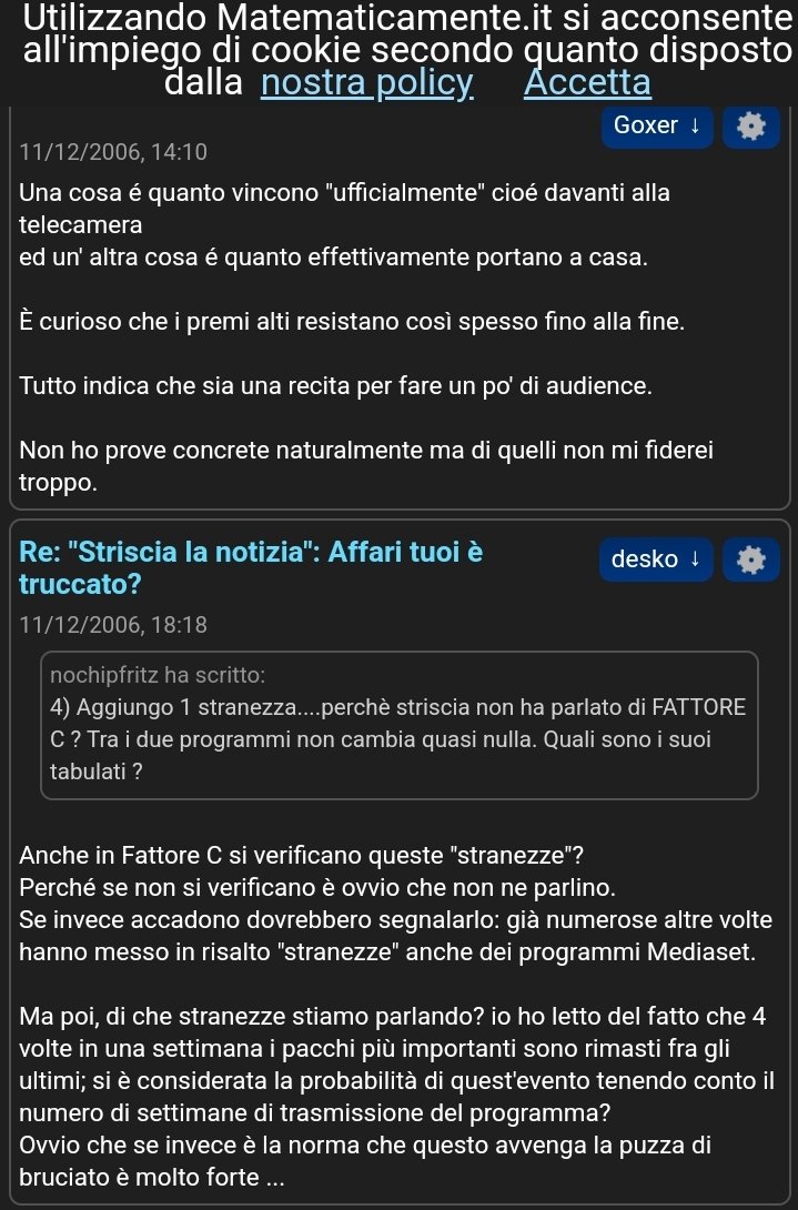 thetvknight's tweet photo. @Alessandro73504 @MasterAb88 ANNO 2006. SE NE PARLAVA GIÀ ALLORA NEI FORUM DI https://t.co/MYm3uLF1jE . Guarda caso, passano gli anni ma il lupo perde il pelo ma non il vizio. #Affarituoi #Sveglia #pilotato https://t.co/TsPzVL2OTv