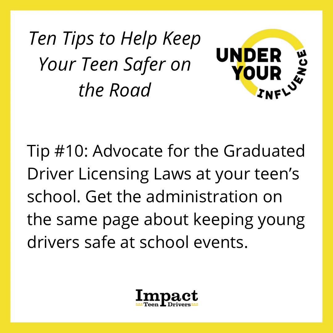 whatslethal's tweet image. Check in with your teen and their school!

Last 2 tips in our series of tips

🟨 Ensure you and your teen know the importance of getting adequate sleep before driving.

🟨 Advocate for the Graduated Driver Licensing Laws at your teen’s school.

#TeenDrivers #LearningToDrive