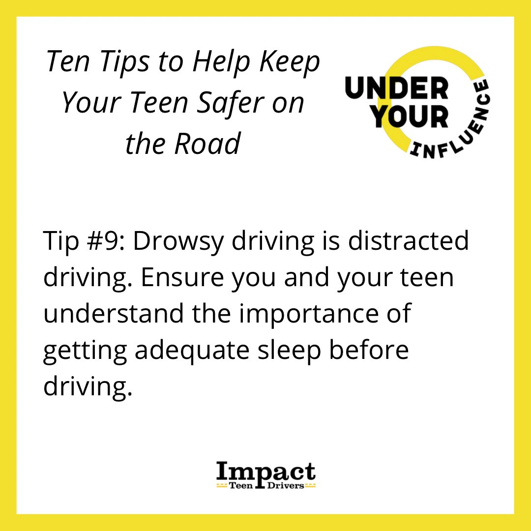 whatslethal's tweet image. Check in with your teen and their school!

Last 2 tips in our series of tips

🟨 Ensure you and your teen know the importance of getting adequate sleep before driving.

🟨 Advocate for the Graduated Driver Licensing Laws at your teen’s school.

#TeenDrivers #LearningToDrive