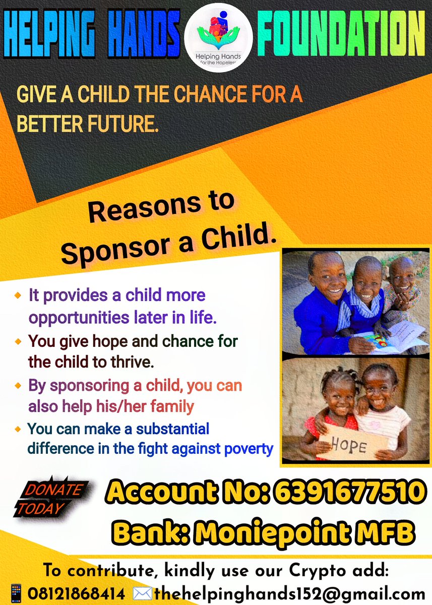 OrphanUnityAid's tweet photo. Our foundation is seeking financial aid to support elder women, widows, and orphans in local churches. We aim to provide funds, clothes, and food to those in need. Your contribution would make a meaningful impact on their lives.
@Orivium

12yNKj5BQR8Peq3QoshPtKEPDywZBiYWiH  #BTC https://t.co/MiPi8RHK3I