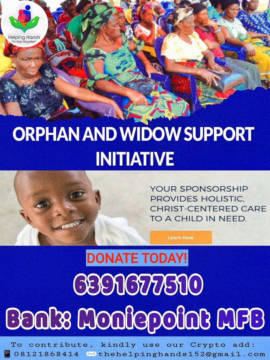 OrphanUnityAid's tweet photo. Our foundation is seeking financial aid to support elder women, widows, and orphans in local churches. We aim to provide funds, clothes, and food to those in need. Your contribution would make a meaningful impact on their lives.
@Orivium

12yNKj5BQR8Peq3QoshPtKEPDywZBiYWiH  #BTC https://t.co/MiPi8RHK3I