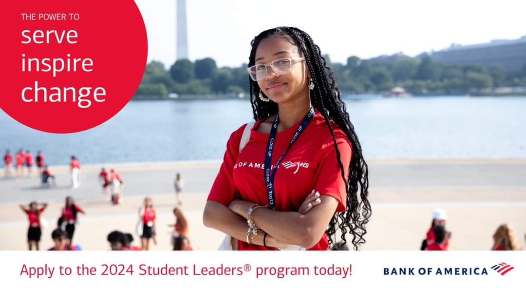 Only 2 weeks left to apply for #BofAStudentLeaders program! Seeking 2 community-minded high school juniors/seniors for 8-week paid internship with nonprofit, also includes all expense paid trip to DC for a leadership summit. Apply here: bankofamerica.com/studentleaders by Jan. 17.