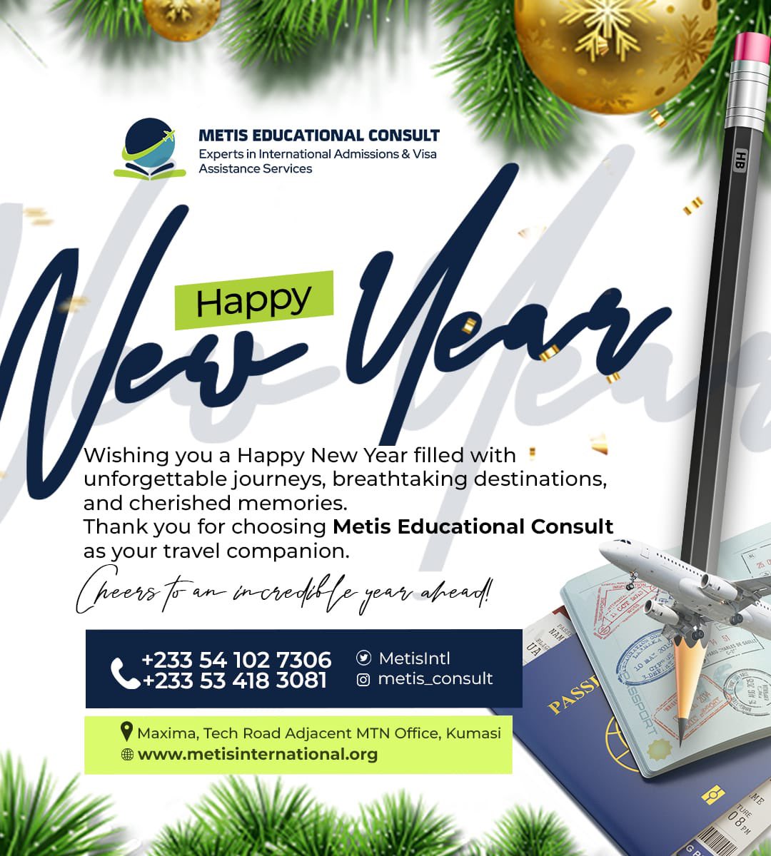 badgenesss's tweet photo. May Your New Year Be Filled with Wanderlust and Wonderful Memories - Happy New Year from Metis Educational Consult✈️🌏

Metis Educational Consult | #CHCAds https://t.co/7sMFyuWdBs
