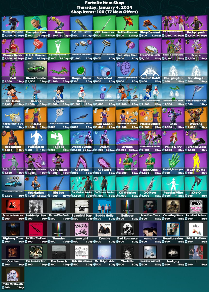 FireMonkey's tweet image. 🛒 #Fortnite Item Shop
⏰ Thursday, January 4, 2024

💚 Use code 'FireMonkey' to support me! #EpicPartner