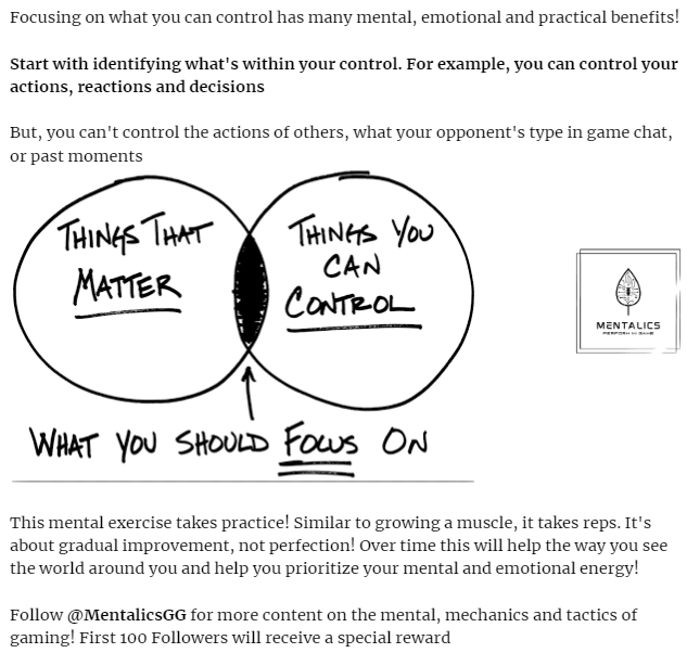 Gamers, not sure where to start with becoming a better version of yourself this year?

Let us suggest this:
◽️ Focus on things that are within your control