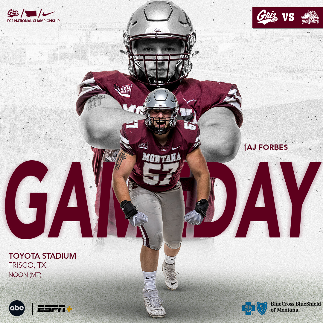 MontanaGrizFB's tweet photo. 𝐎𝐧𝐞 𝐦𝐨𝐫𝐞 𝐭𝐢𝐦𝐞. 
It's championship game day!

📺 ABC
💻 https://t.co/5otX3s0Eav
📻 https://t.co/rBCaUddkjC
📊 https://t.co/pPsGxyk4Sl

#GoGriz // #WeBelieve https://t.co/mHGiVpS1dX
