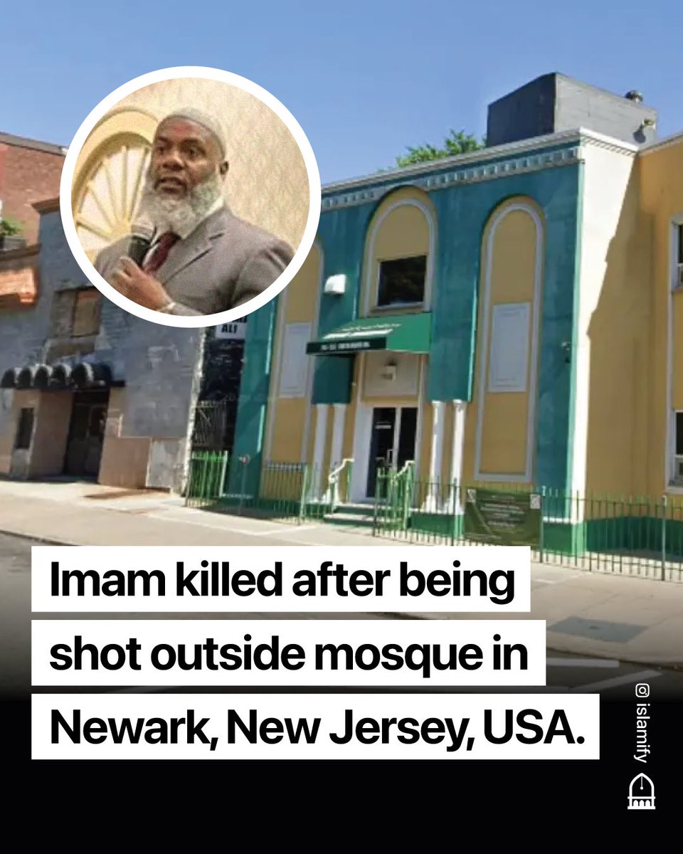 Alhamdhulillaah's tweet photo. An Imam has died after being shot outside a masjid in Newark, New Jersey.

Imam Hassan Sharif was shot around 6:15am, just after Fajr prayers and was in critical condition, he later succumbed to his injuries and died around 2:20pm.

Police have not yet named any suspects. https://t.co/lMH5bjmcI1