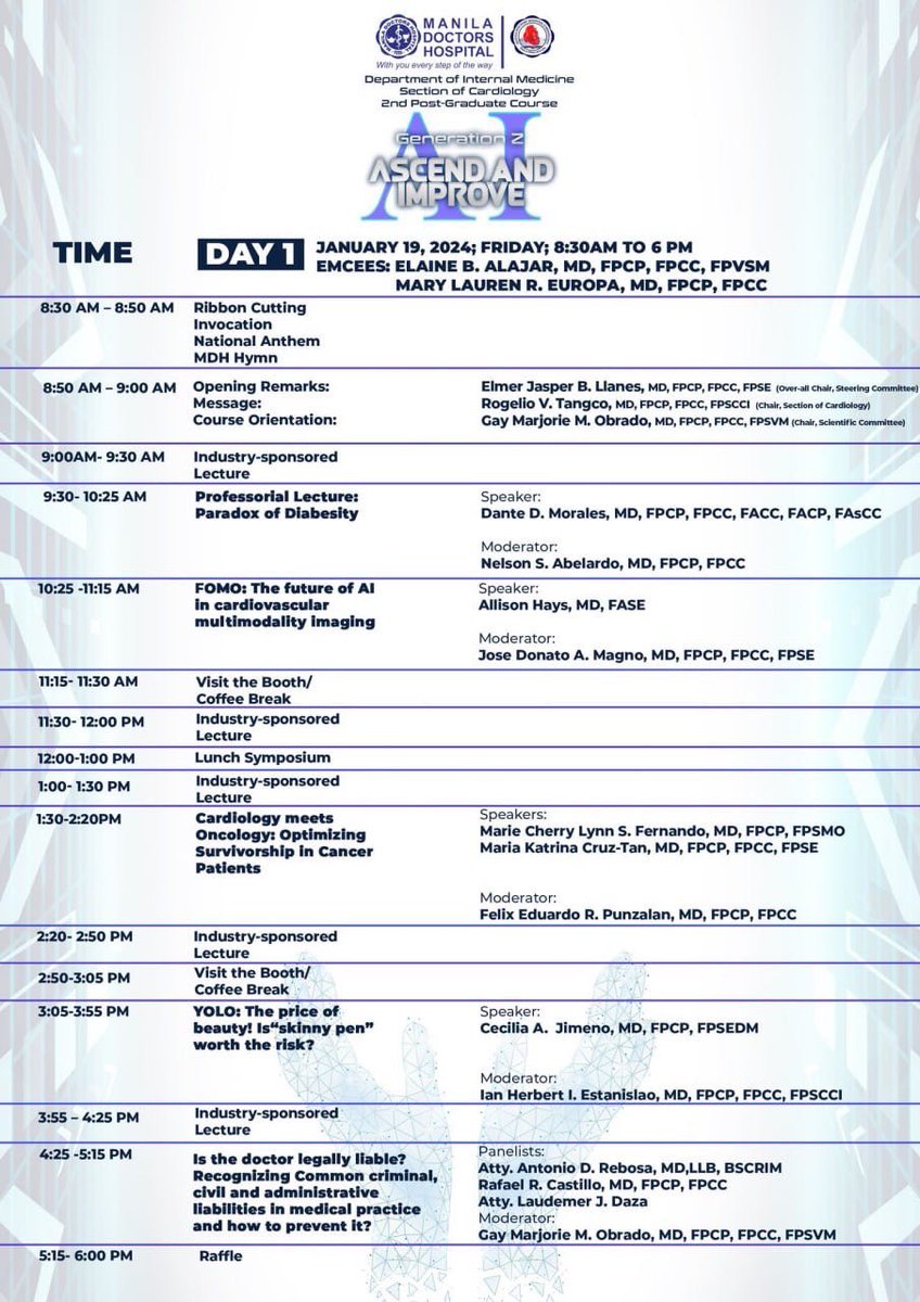 EJBL_NukeCardio's tweet photo. Hi everyone to my MD friends! Inviting you to the Manila Doctors Cardiology post grad this coming January 19-20, 2024 at the Manila Diamond hotel. Here is our registration link https://t.co/1NY5USxoC4. Hope to you can join us. https://t.co/Rx1talKXXo