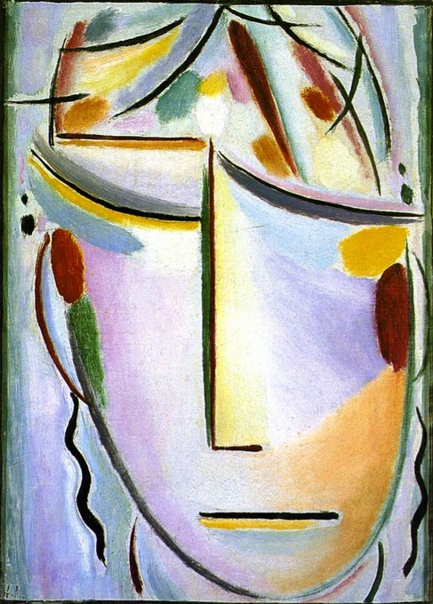アレクセイ・フォン・ヤウレンスキー (Alexej von Jawlensky, 1864 – 1941)ロシア出身でドイツで活躍した。青騎士に参加し、抽象的な頭部を描く、表現主義の画家として知られている。 