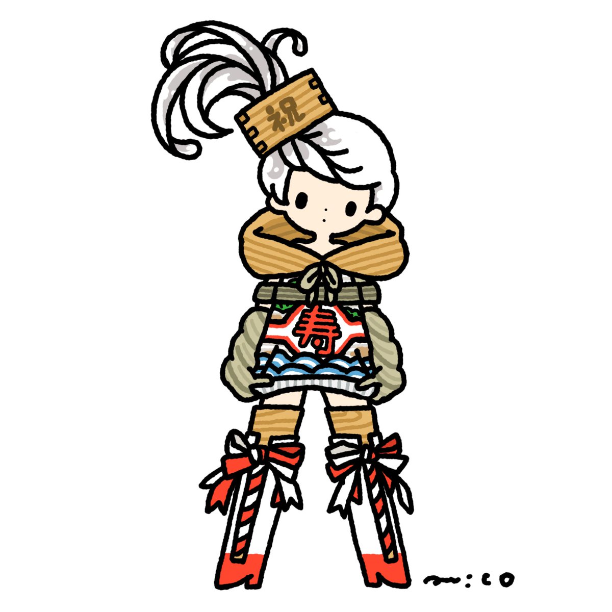 「Sake Cask   "Kagami-Biraki"    #鏡開き #樽酒の」|paricoのイラスト