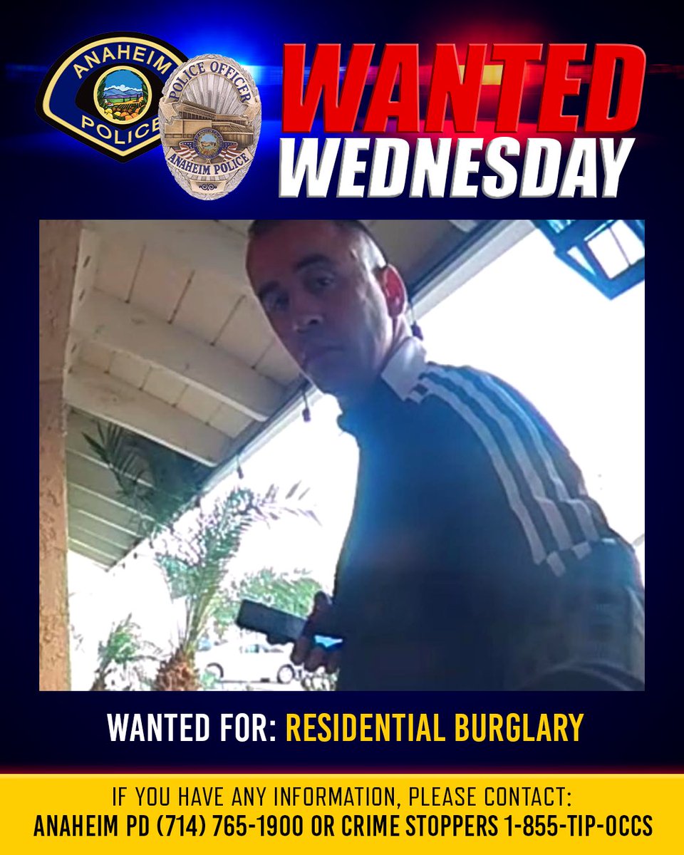 On December 22, 2023, this man burglarized someone’s home on the 2800 block of E. Hampstead Dr., stealing property worth several thousands of dollars.  If you can help Detectives identify this man, please contact Det. McCutcheon at CMcCutcheon@anaheim.net or call 714-765-1900