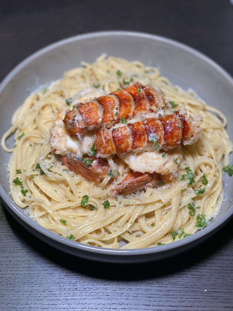 chefcourt1's tweet photo. Made butter poached lobster tails + colossal shrimp with Alfredo linguine for dinner. So good! #chefcourt1 #chefcourtneybrown #dinner #cheflife https://t.co/aiWmQ5ypuw