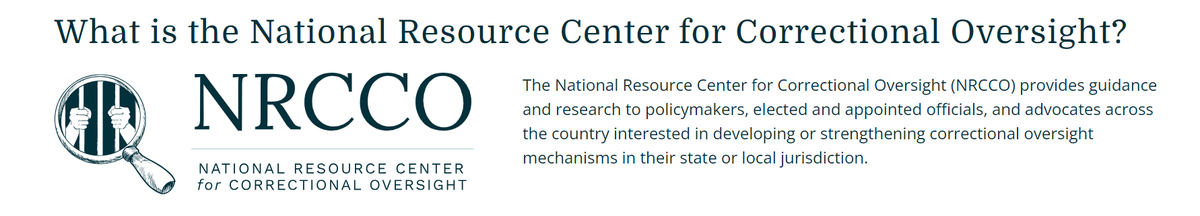 📘In the month or so since it's launch, I've already referred dozens of policy makers to the National Resource Center for Correctional Oversight. Invaluable #PrisonOversight resource from <a href="/UTAustin/">UT Austin</a>'s Prison and Jail Innovation Lab. 
prisonoversight.org