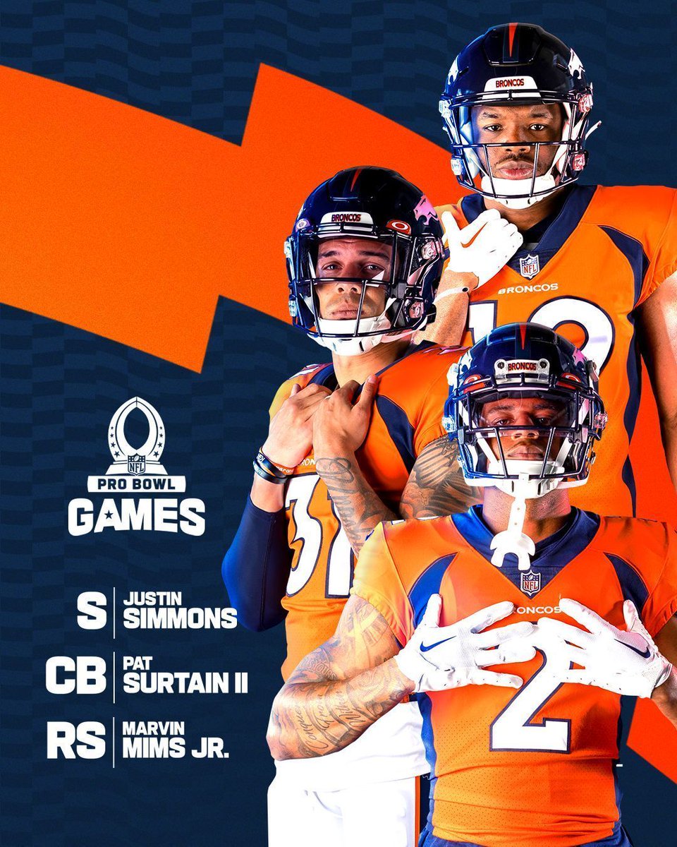 PRO BOWL BOUND!

RT to congratulate <a href="/jsimms1119/">Justin Simmons</a>, <a href="/PatSurtainll/">Patrick Surtain</a> &amp; <a href="/marvindmims/">Marvin Mims Jr.</a> on being named #ProBowl starters.

📰 » bit.ly/48F16b5