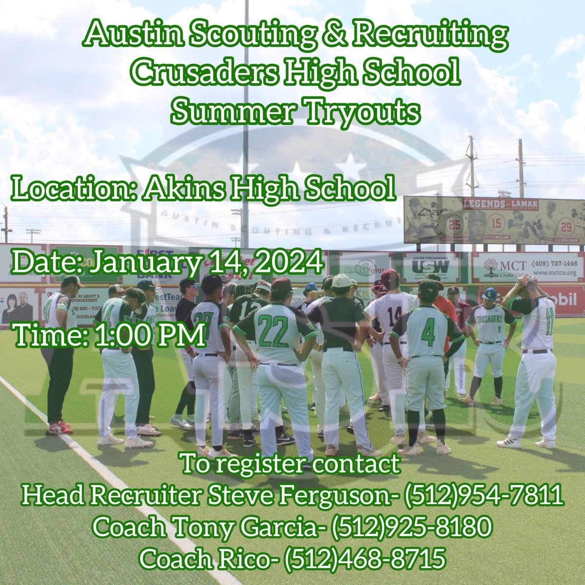The Crusaders are in search of competitive ball players looking to play at the next level. With our very own recruiter, we have a high college commitment rate and strive to continue that in the upcoming seasons. If you are interested please contact one of the coaches listed.