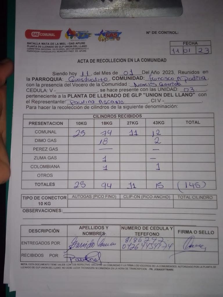 hermessilval's tweet photo. @NicolasMaduro @TarekWiliamSaab @delcyrodriguezv  cuando van a devolver las bombonas en Guasdualito Apure, se las llevaron hace 1 año son 2500 perdidas y nadie responde. Será que no hay ley para esa directiva de la Planta de Gas Unión del Llano Mata de la miel 2022 2023 ? https://t.co/O40BCd2m7S