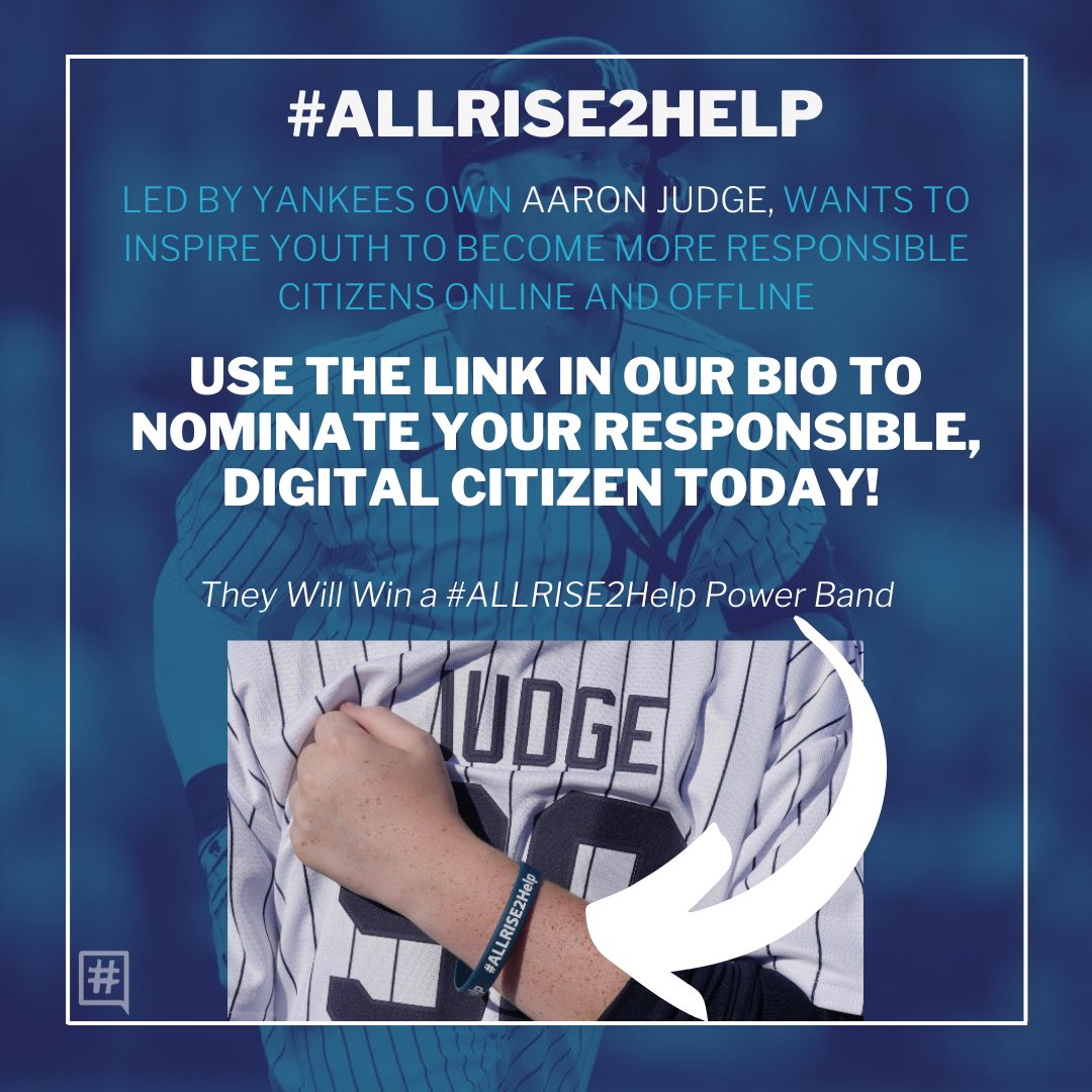 icanhelp's tweet photo. Another chance to nominate someone or yourself to win a #ALLRISE2HELP Award from the man himself, Aaron Judge!! ⚾️
Find the nomination form link in our bio ⬆️ and let us reward someone who is making a positive digital impact. *Valid only in the Continental US❗️ https://t.co/yXYbhjn6ev