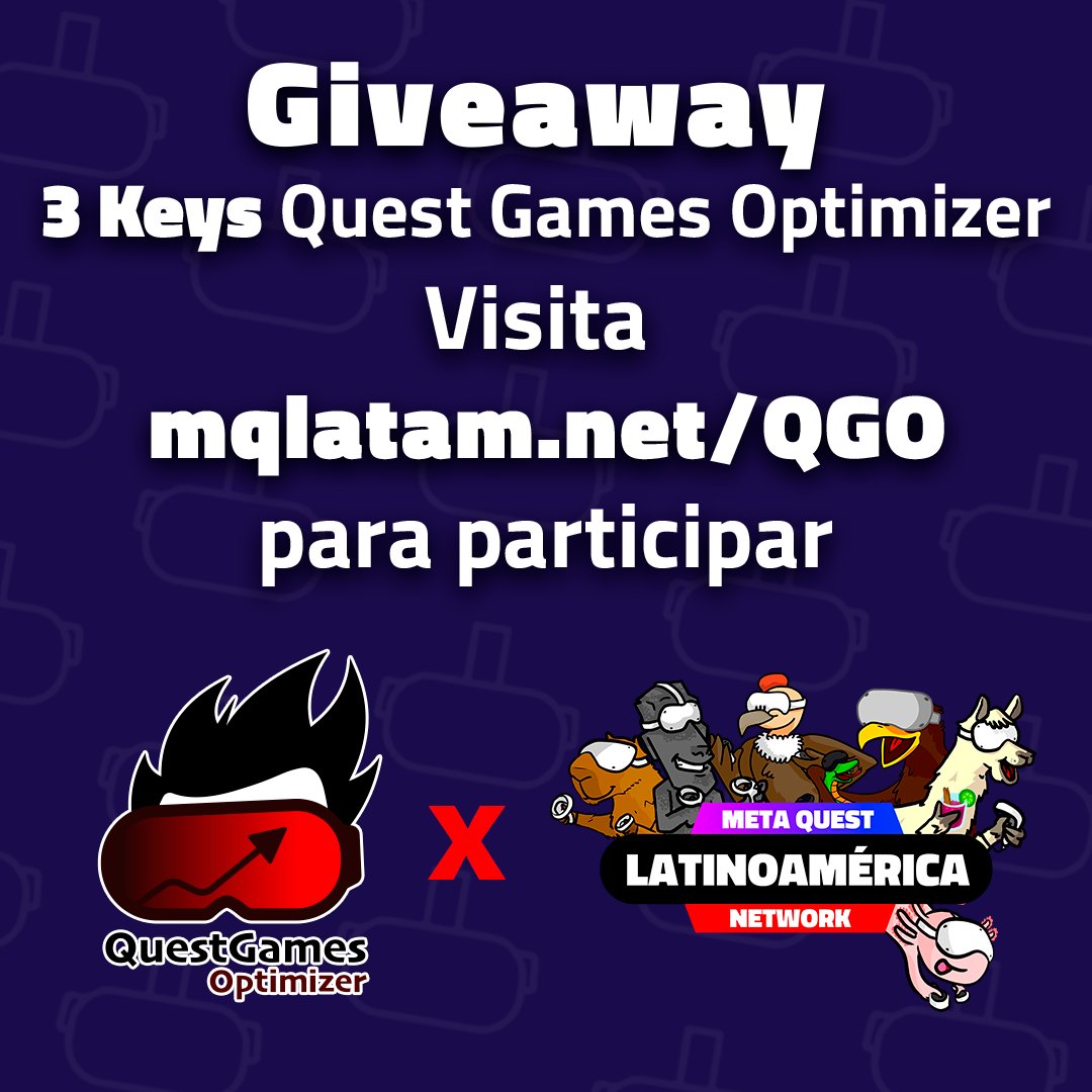 MetaQuestLatam's tweet photo. Estamos muy emocionados de anunciar nuestra colaboración con Quest Games Optimizer, esta herramienta que  lleva la resolución de los juegos nativos de Quest al siguiente nivel, por lo que estaremos haciendo un giveaway de 3 keys de esta herramienta visita https://t.co/py0udrY2bE https://t.co/fgIzorqlEC