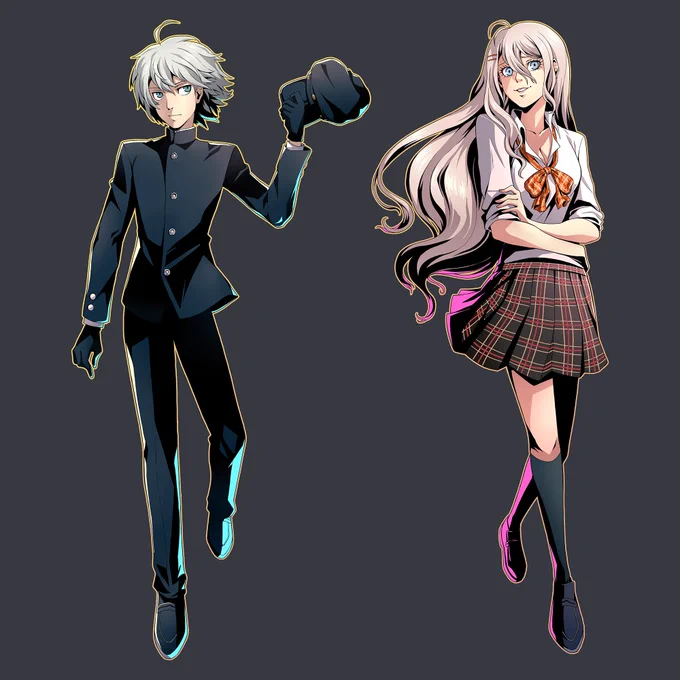 Replayed p5r lately so I'm reposting my old drawings of danganronpa characters in persona styleCan you believe these are 4 years old 